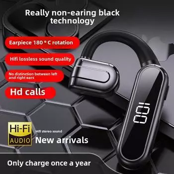 Новые наушники Bluetooth с воздушной проводимостью, одно вращение уха, с зарядным отсеком, без ушного подвесного внешнего звука, большая мощность Single earphone белый