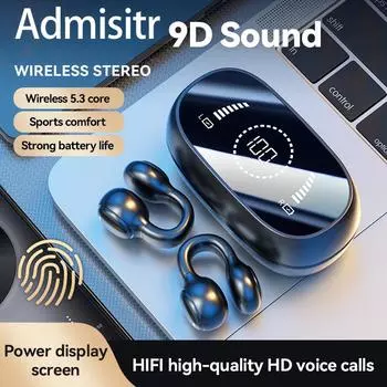 Новые наушники-клипсы с костной проводимостью Bluetooth без цифрового дисплея движения уха с длительным сроком службы чёрный