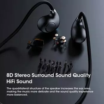 Новые наушники с воздушной проводимостью для спорта, бега, водонепроницаемые, беспроводные, совместимые с Bluetooth, наушники, не требующие ношения в ушах для Xiaomi Huawei чёрный