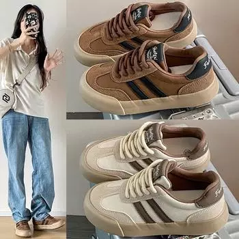 Новые немецкие кроссовки на плоской подошве, повседневные модные женские туфли, парусиновые туфли 35 бежевый