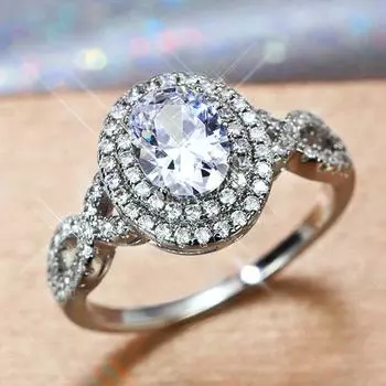 Новые необычные женские обручальные кольца овальной огранки с цирконием, дизайнерское кольцо с кристаллами, изящные свадебные аксессуары, модные ювелирные изделия 6