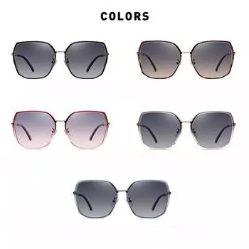 Новые неправильные многоугольные поляризованные солнцезащитные очки в большой оправе, женские солнцезащитные очки TAC для поездок на работу, модные очки в металлической оправе