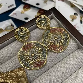 Новые нерегулярные круглые контрастные цвета, выдолбленные, большой цветок, большие серьги, капающая масляная живопись, преувеличенные, персонализированные украшения для ушей