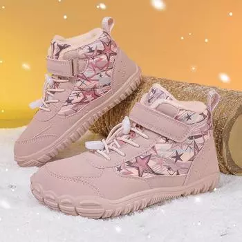 Новые нескользящие детские широкие теплые хлопковые ботинки для отдыха на открытом воздухе, мужские средние бархатные утолщенные водонепроницаемые зимние ботинки на липучках для женщин 28