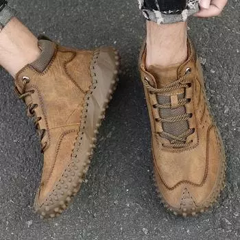 Новые нескользящие повседневные кроссовки с высоким верхом для мужчин, зимние теплые кроссовки с мягкой подошвой для ходьбы, альпинизма и путешествий 38 чёрный