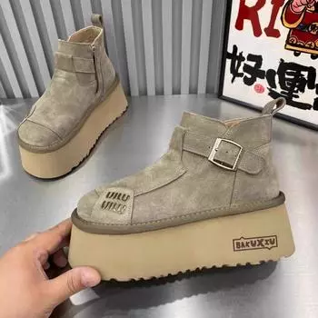 Новые нескользящие зимние женские ботинки женские ботильоны на открытом воздухе 2024 года горячая распродажа на открытом воздухе женская обувь с круглым носком Botines Mujer 35