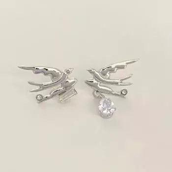 Новые нишевые металлические серьги-подвески с крыльями ласточки, женские серьги-подвески с цирконом