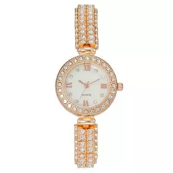 Новые нишевые темпераментные женские часы женские часы простые и модные круглые инкрустированные бриллиантами маленькие циферблаты золотой