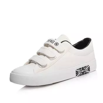 Новые низкие дышащие женские парусиновые туфли на липучке на плоской подошве, однотонные студенческие туфли, модные женские туфли, кроссовки 35