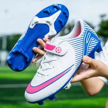Новые низкие футбольные бутсы на липучке для игр детей старшего возраста с длинными ногтями, сломанными ногтями, тренировочные кроссовки для спорта на газоне для мужчин и женщин 29