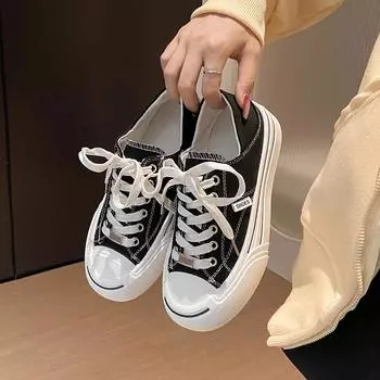 Новые низкие парусиновые туфли женские уличные кроссовки на плоской подошве повседневная обувь модные дышащие кроссовки для бега с мягкими ботинками вулканизированная обувь 35 чёрный