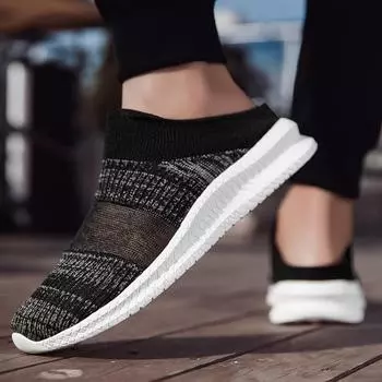 Новые носки из хлопчатобумажной ткани, сетчатые кроссовки, мужские туфли с одной педалью, повседневная обувь для пары, мужская обувь большого размера 36