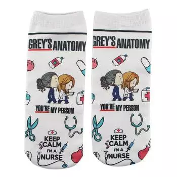Новые носки из хлопка с принтом Доктор Медсестра Анатомия Грея Косплей Повседневные Креативные Дышащие Мягкие Забавные Новинка Низкие Гольфы happy socks Gi