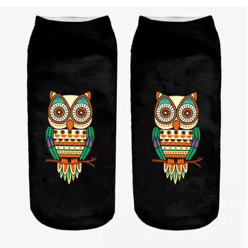 Новые носки Летне-Осенние Харадзюку Сова Носки 3D Принт Животное Женские Низкие Носки-Следки Специальные подарки one size 35-39