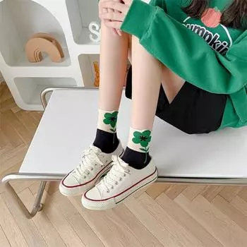 Новые носки Tulip Tide с цветами из Кореи, средние хлопковые носки INS Flower Tube Pure