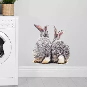 Новые новые наклейки на стену, два милых кролика, детская спальня, украшение дома, съемные наклейки на стену с двумя кроликами