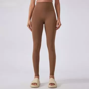 Новые обнажённые ощущения без смущения Штаны для йоги с высокой талией Эластичные штаны для фитнеса Утягивающие брюки для подтяжки живота и бедер с девятью точками 4