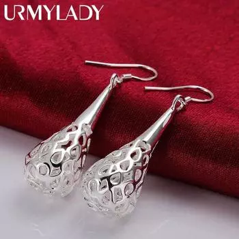 Новые очаровательные серьги из стерлингового серебра 925 пробы для женщин, ювелирные изделия, универсальные трендовые серьги в форме капли воды, Рождество ME103
