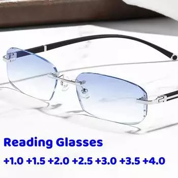 Новые очки для чтения Cut Edge, безрамные, трендовые, анти-синий свет, очки для пресбиопии, очки для борьбы с усталостью и гиперметропией для пожилых людей 1