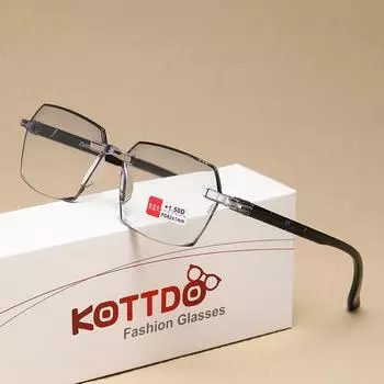 Новые очки для чтения, модные очки для женщин с пресбиопией и гиперметропией, без оправы, деловые мужские очки для чтения +1,0 +1,5 +2,0 +2,5 +3,0 +3.5 коричневый