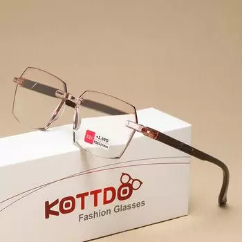 Новые очки для чтения, модные очки для женщин с пресбиопией и гиперметропией, без оправы, деловые мужские очки для чтения +1,0 +1,5 +2,0 +2,5 +3,0 +3.5 коричневый
