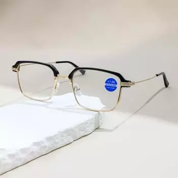 Новые очки для чтения с защитой от синего света, мужские металлические очки для чтения, женские деловые очки для чтения при пресбиопии и гиперметропии +1,0 +1,5 +1 золотой