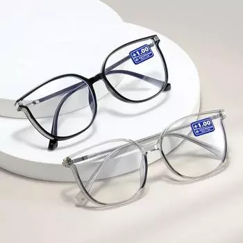 Новые очки для пресбиопии с толстыми краями TR90, персонализированные очки «кошачий глаз» с плоской подсветкой и защитой от синего света, модные очки для чтения с бриллиантами 0