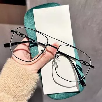 Новые очки в стиле ретро с двойным лучом, оправа для мужских очков Tide, большая коробка, анти-синие очки, женские модные литературные плоские зеркальные простые очки.