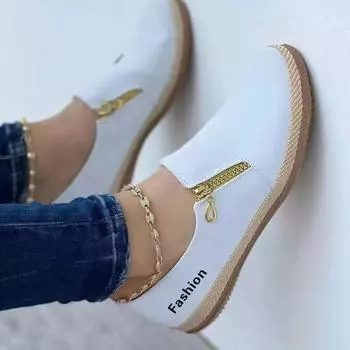 Новые одинарные туфли женские легкие повседневные однотонные с боковой молнией и подошвой из пеньковой веревки большого размера женские одинарные туфли 35 белый