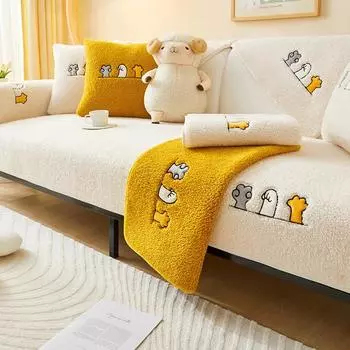 Новые однотонные чехлы для диванов Cat s Paw, мягкие плюшевые чехлы для дивана в гостиную, накладки на эркерные окна, Г-образные декоративные подушки для дивана 70x70