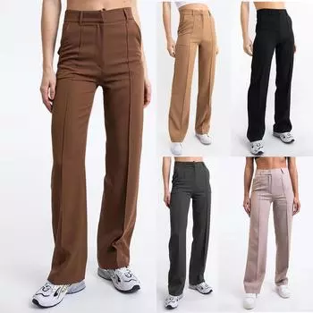Новые однотонные деловые брюки, модные прямые брюки, облегающие брюки с карманами L чёрный