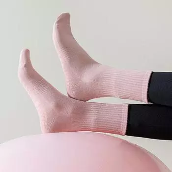 Новые однотонные хлопковые носки до середины икры для йоги, носки для пилатеса, нескользящие профессиональные спортивные носки, носки для танцев, фитнеса и тренировок