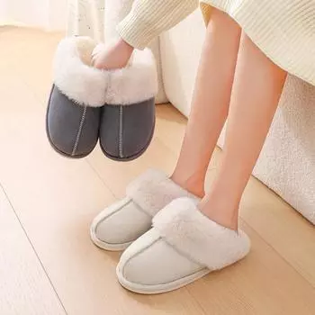 Новые однотонные плюшевые хлопковые тапочки, зимние домашние теплые парные хлопковые тапочки 36-37 белый