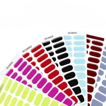 Новые однотонные простые полузастывающие наклейки для ногтей 20 гелевых наклеек для ногтей NC240042