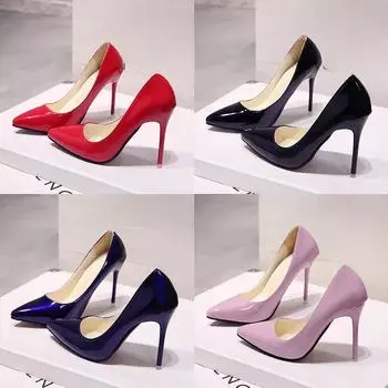 Новые однотонные туфли-лодочки женские туфли на высоком каблуке женские модные лакированные сексуальные туфли с острым носком на тонком каблуке свадебные туфли размер 44 35 белый