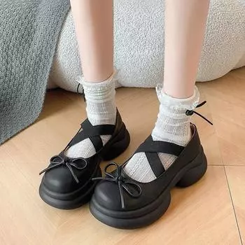 Новые однотонные универсальные женские туфли с неглубоким носком, бантом, круглым носком, универсальные эластичные резинки, однотонные туфли Zapatos De Mujer 35