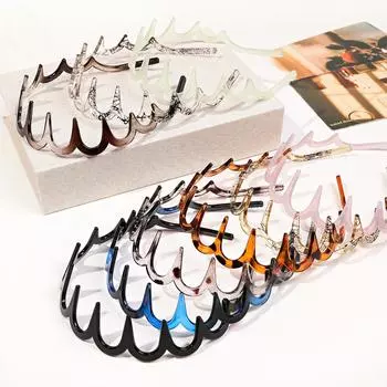 Новые однотонные волнистые повязки для волос для женщин, элегантные модные зубчатые нескользящие расчески для волос, аксессуары для волос для девочек, спортивные повязки для лица