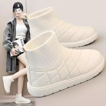 Новые однотонные зимние ботинки, зимние повседневные женские хлопковые теплые ботинки плюс бархатные ботинки, зимние ботинки P776 35 чёрный