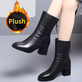 Новые осенне-зимние ботинки martin на толстой подошве, женские весенне-осенние одинарные ботинки «Челси», короткие сапоги средней длины в английском стиле 35 чёрный