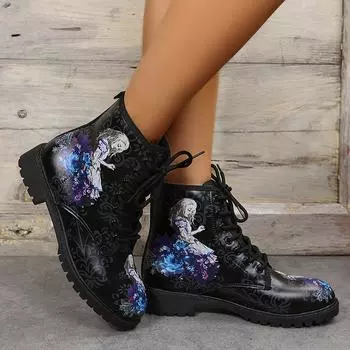 Новые осенне-зимние ботинки Martin с мультяшным принтом 2022 года: Ретро британские рабочие ботинки для женщин 43