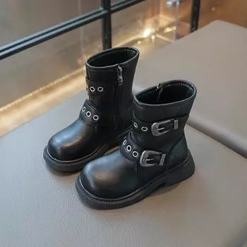 Новые осенне-зимние флисовые кожаные сапоги и ботфорты 26