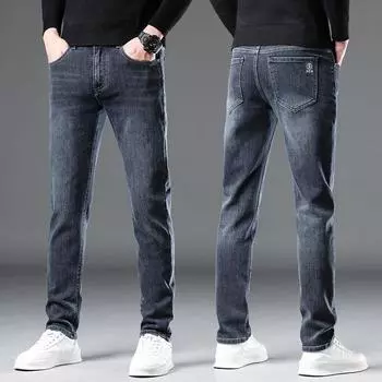 Новые осенне-зимние модные джинсы прямые тонкие брендовые сто эластичные мужские повседневные мужские брюки 28