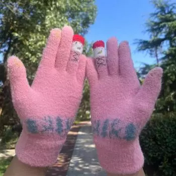 Новые осенне-зимние мужские и женские перчатки для сенсорных экранов, вязаные жаккардовые перчатки из искусственного меха норки, теплые перчатки для катания на лыжах и велоспорта average size