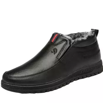 Новые осенне-зимние мужские теплые и водонепроницаемые высокие сапоги, нескользящая износостойкая повседневная обувь 39 чёрный