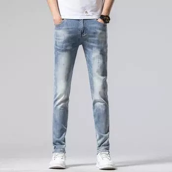 Новые осенне-зимние мужские вышитые модные брендовые эластичные джинсовые брюки модные и универсальные высококачественные повседневные длинные брюки 28