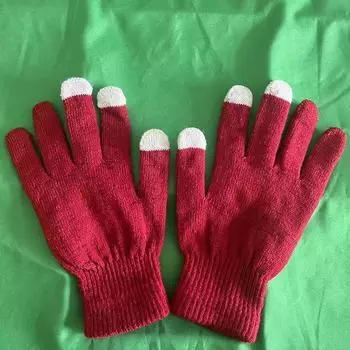 Новые осенне-зимние перчатки с пятью пальцами для сенсорных экранов, шерстяные трикотажные уличные ветрозащитные теплые однотонные перчатки с полным пальцем One size