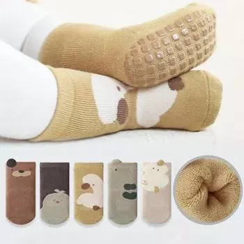 Новые осенне-зимние плотные махровые детские носки для малышей для мальчиков и девочек, детские нескользящие резиновые половые высокие длинные чулки, детские носки S