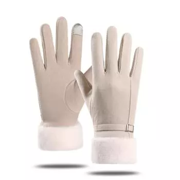 Новые осенне-зимние теплые перчатки из немецкого флиса, уличные ветрозащитные флисовые перчатки, женские студенческие флисовые перчатки с воротником для велоспорта, с сенсорным экраном average size