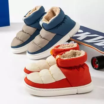 Новые осенне-зимние туфли из хлопка средней и высокой высоты, контрастные цвета для пар мужского и женского пола. 36-37 розовый