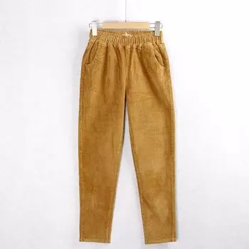 Новые осенне-зимние вельветовые брюки гаремы с высокой талией и эффектом похудения Turmeric M